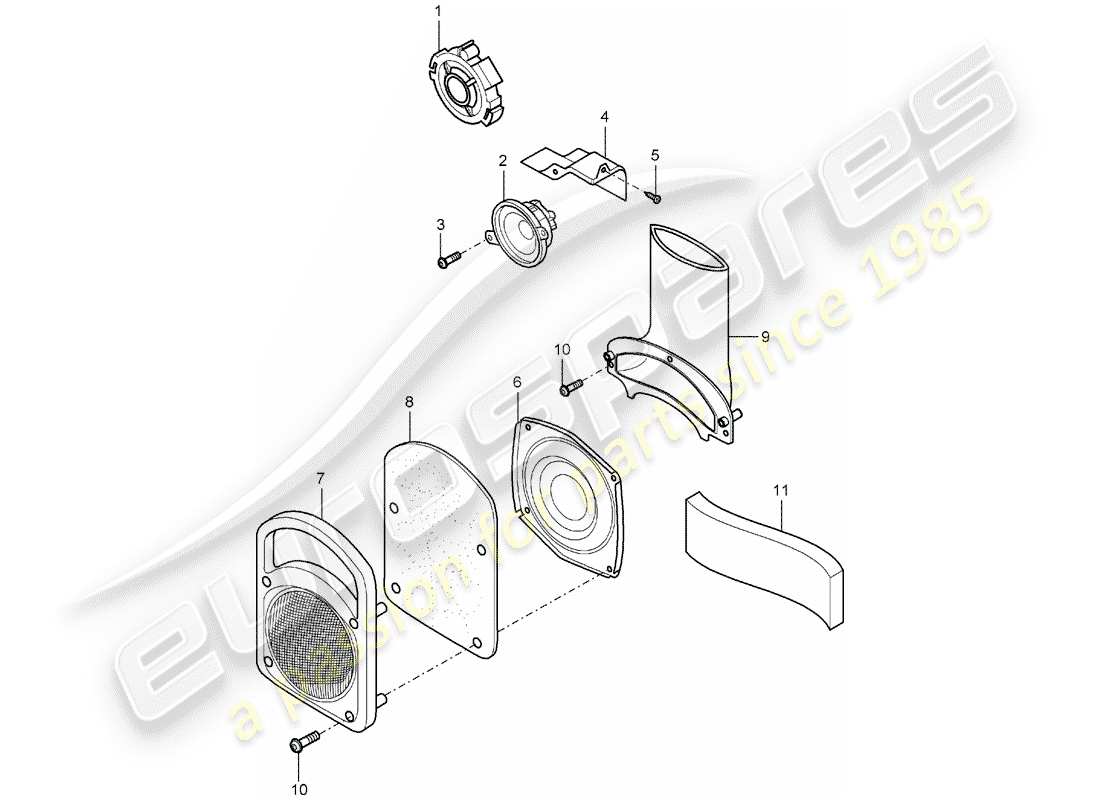 porsche 2004 (carrera gt) loudspeaker part diagram