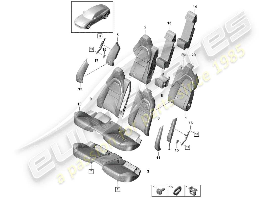 porsche 2019 (panamera 971-1) seat part diagram