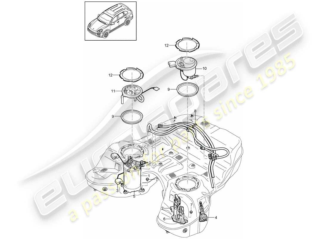 porsche cayenne e2 (2013) fuel tank part diagram