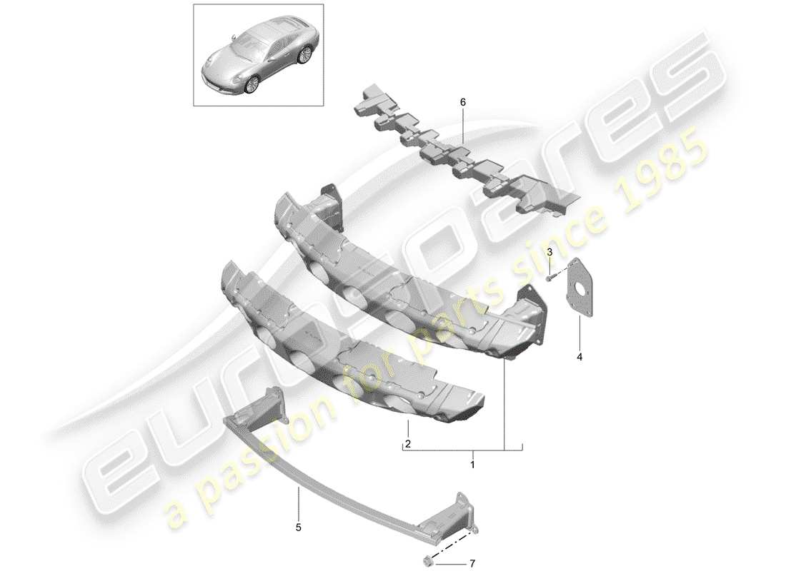 porsche 991 gen. 2 (2019) bumper bracket part diagram