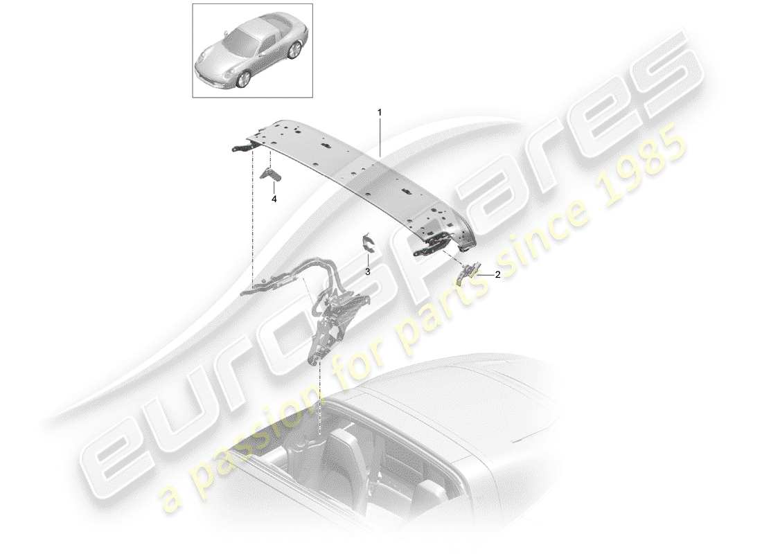 porsche 2017 (991-2) top frame part diagram