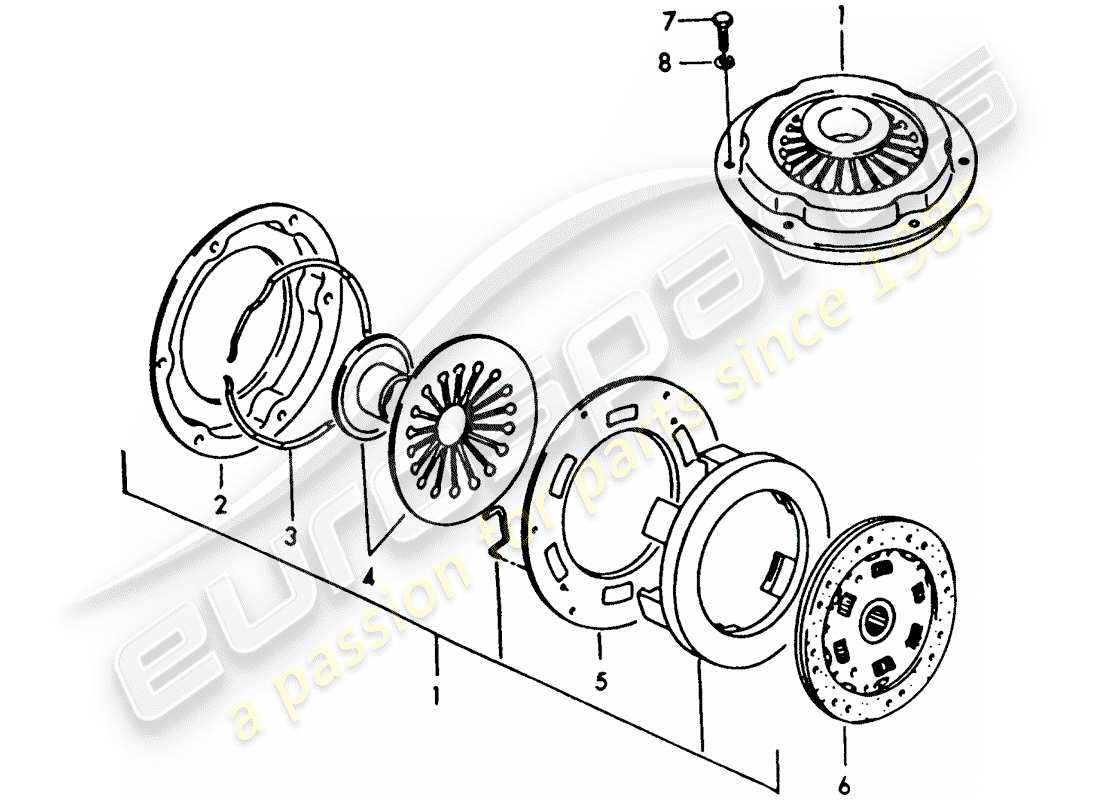 porsche 1957 (356/356a) clutch parts diagram
