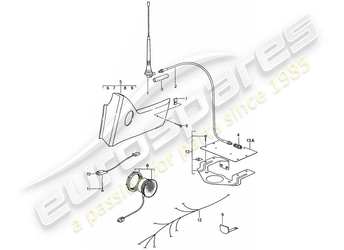 porsche 1998 (993) phone preparation parts diagram
