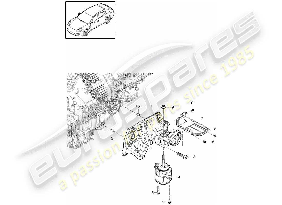 porsche panamera 970 (2010) engine suspension parts diagram