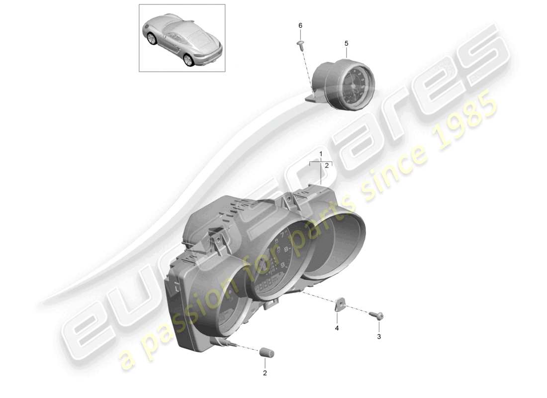 porsche 2020 (718 cayman) combi-instrument stopwatch d - 01.06.2020>> parts diagram