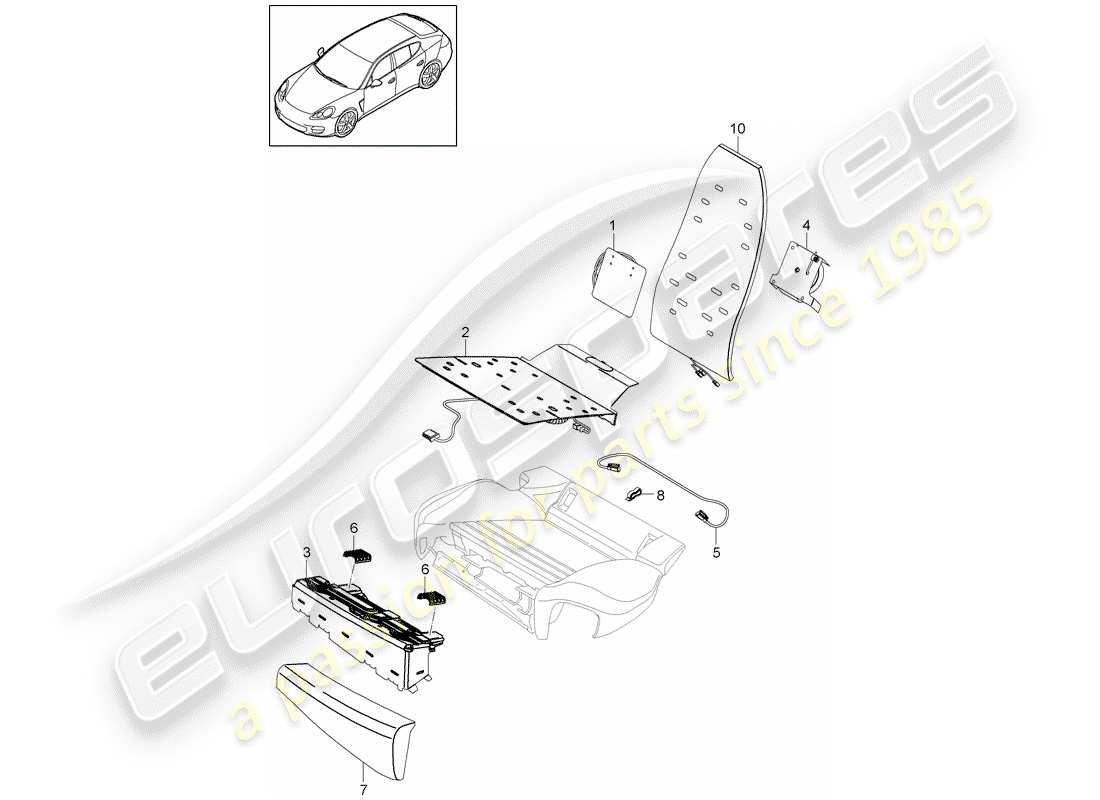 porsche 2016 (panamera 970) lumbar support adjustment part diagram