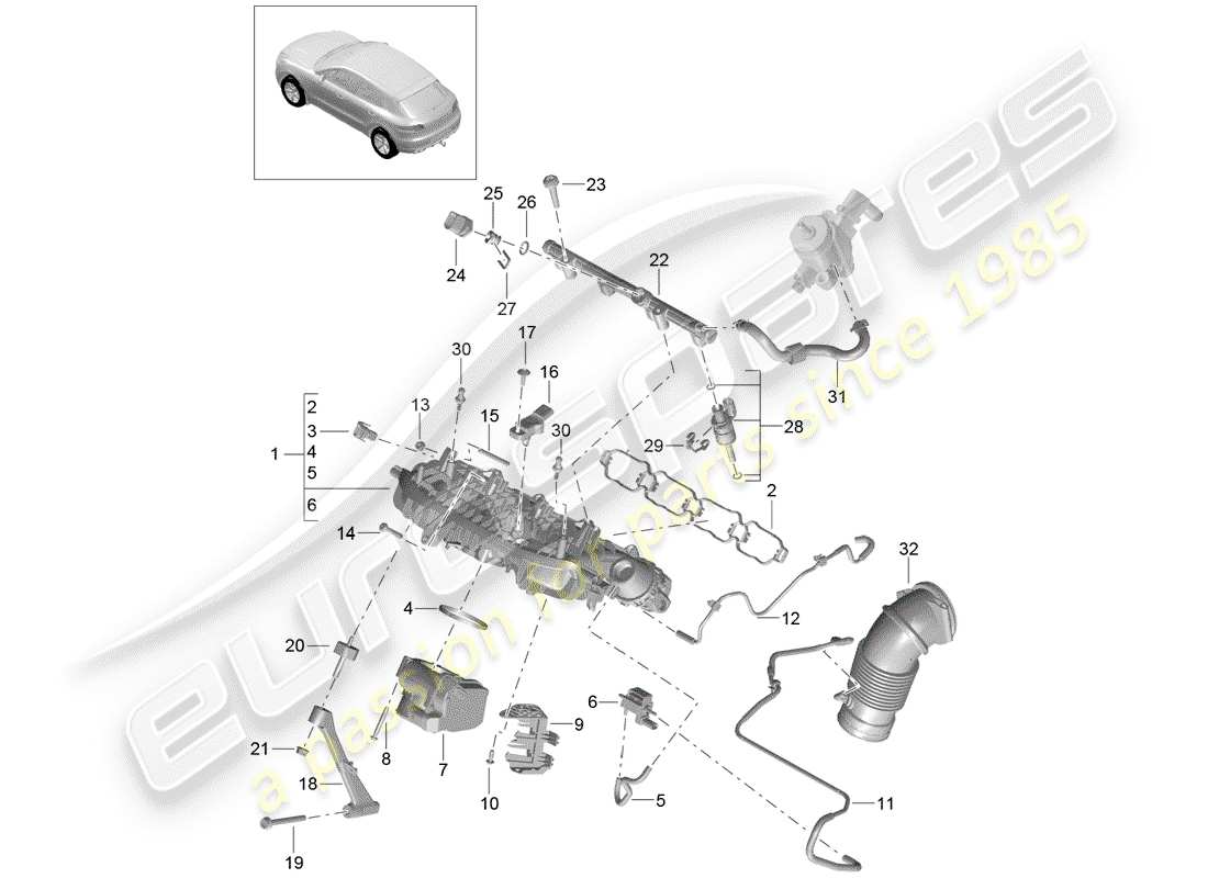 porsche 2018 (macan) intake manifold part diagram