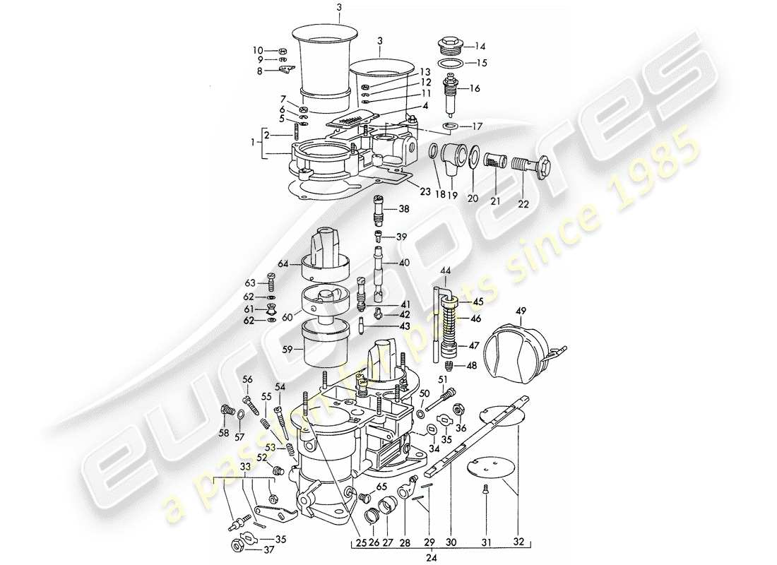 porsche 356b/356c (1965) single parts - for - carburetor - weber 46 idm 2 part diagram