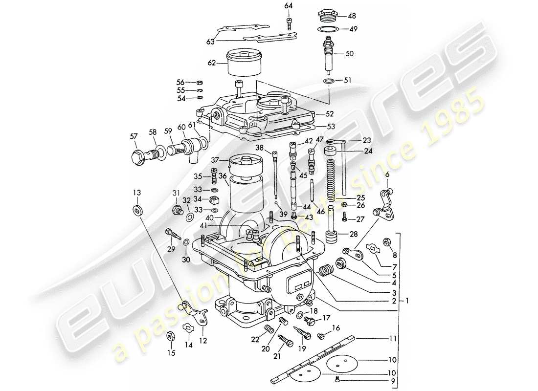 porsche 1962 (356b/356c) single parts - for - carburetor - weber 40 dcm 2 part diagram