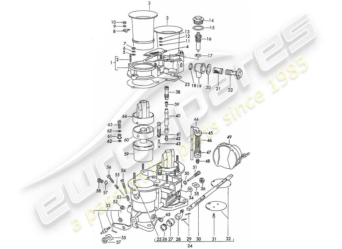 porsche 1961 (356b/356c) single parts - for - carburetor - weber 46 idm 2 part diagram