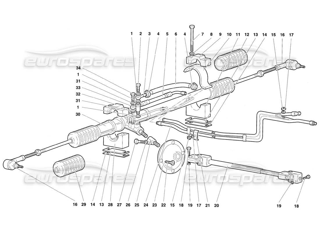 lamborghini diablo sv (1997) steering parts diagram