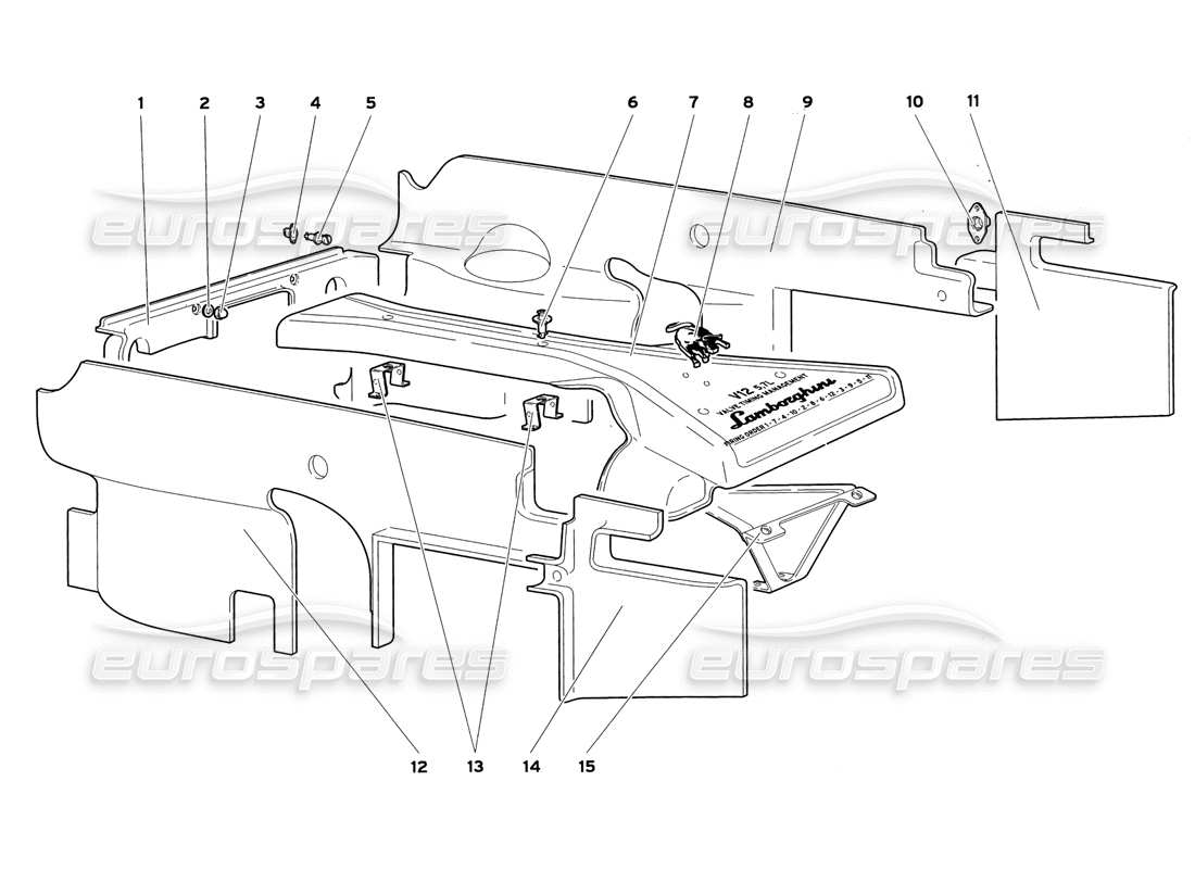 lamborghini diablo sv (1999) engine housing panels parts diagram