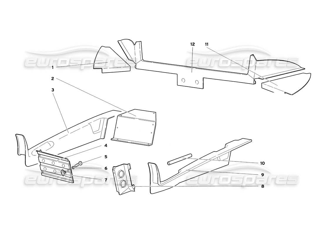 lamborghini diablo sv (1999) passenger compartment trims part diagram