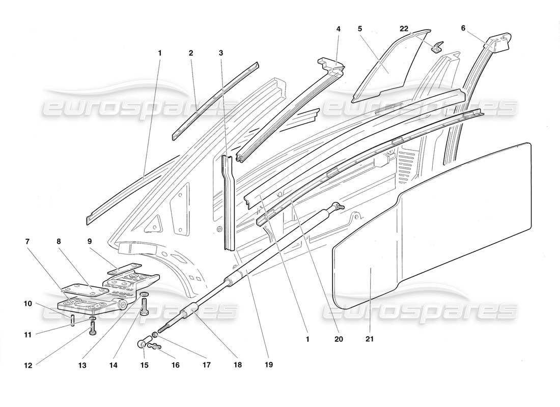 lamborghini diablo roadster (1998) doors parts diagram