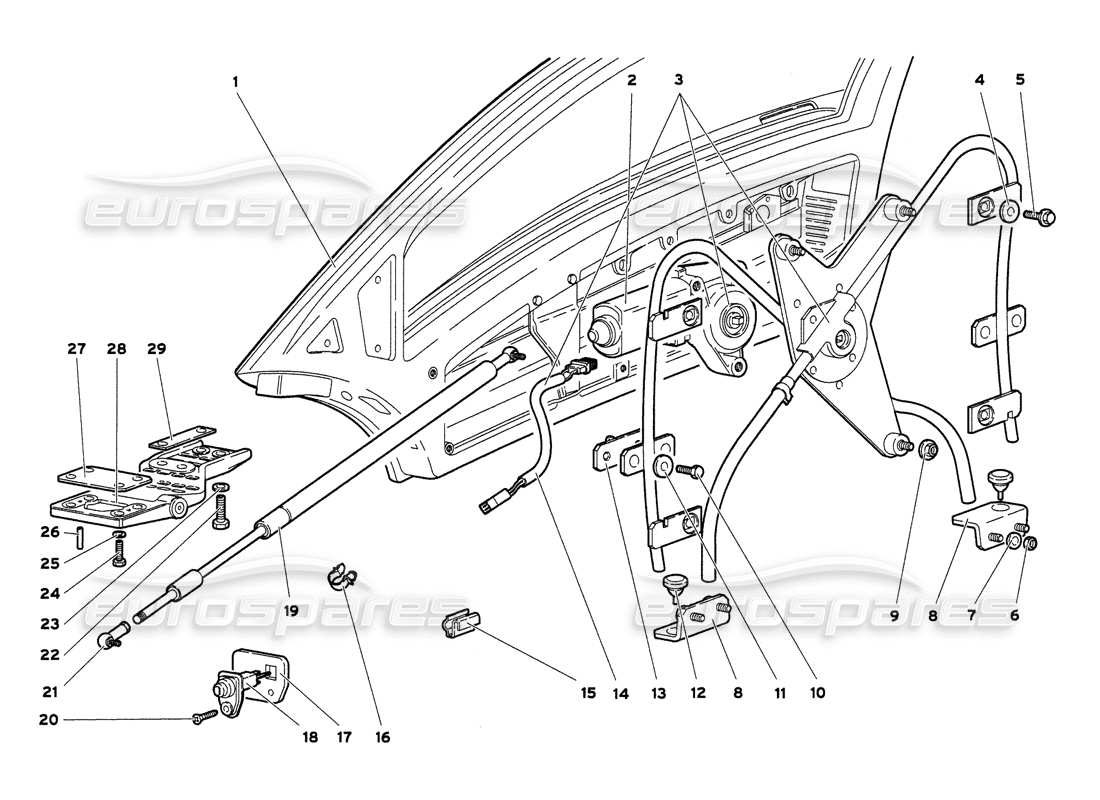 lamborghini diablo 6.0 (2001) doors parts diagram