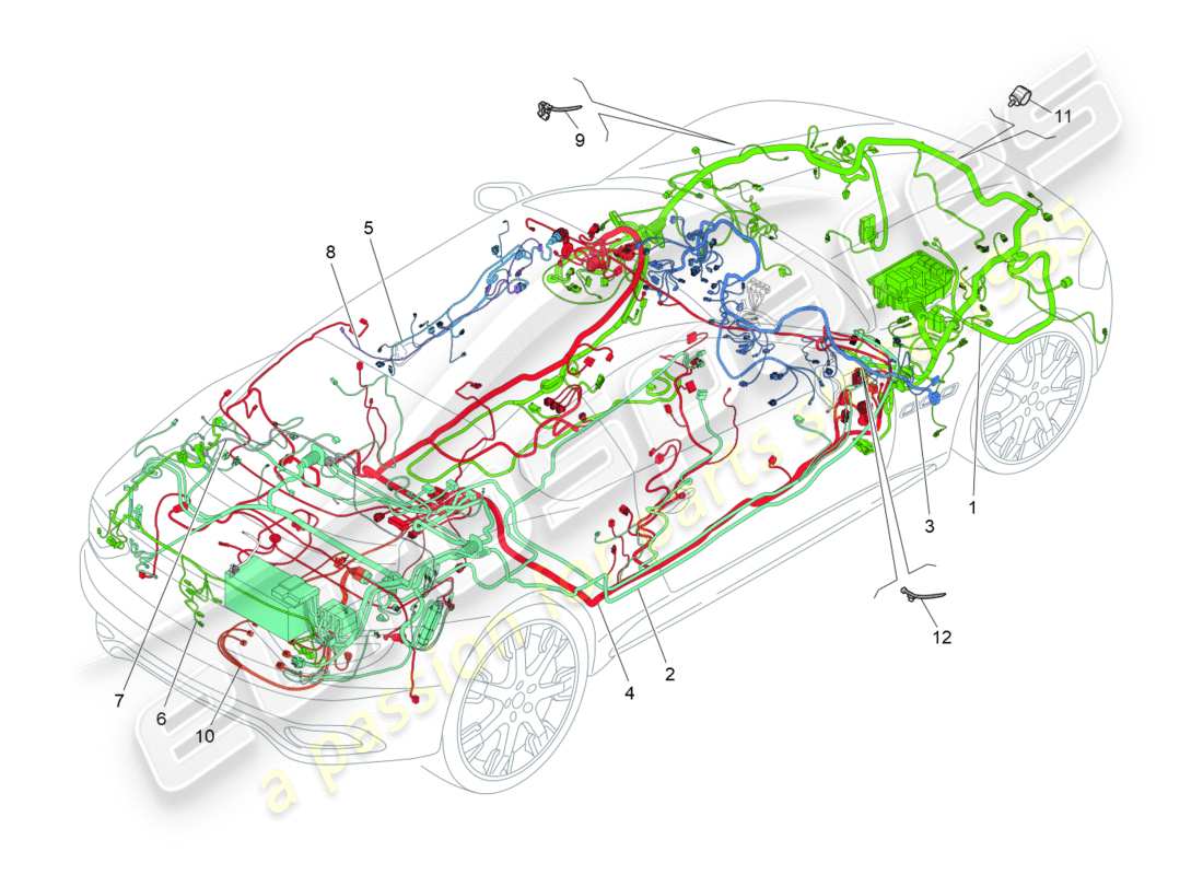 maserati granturismo s (2013) main wiring part diagram