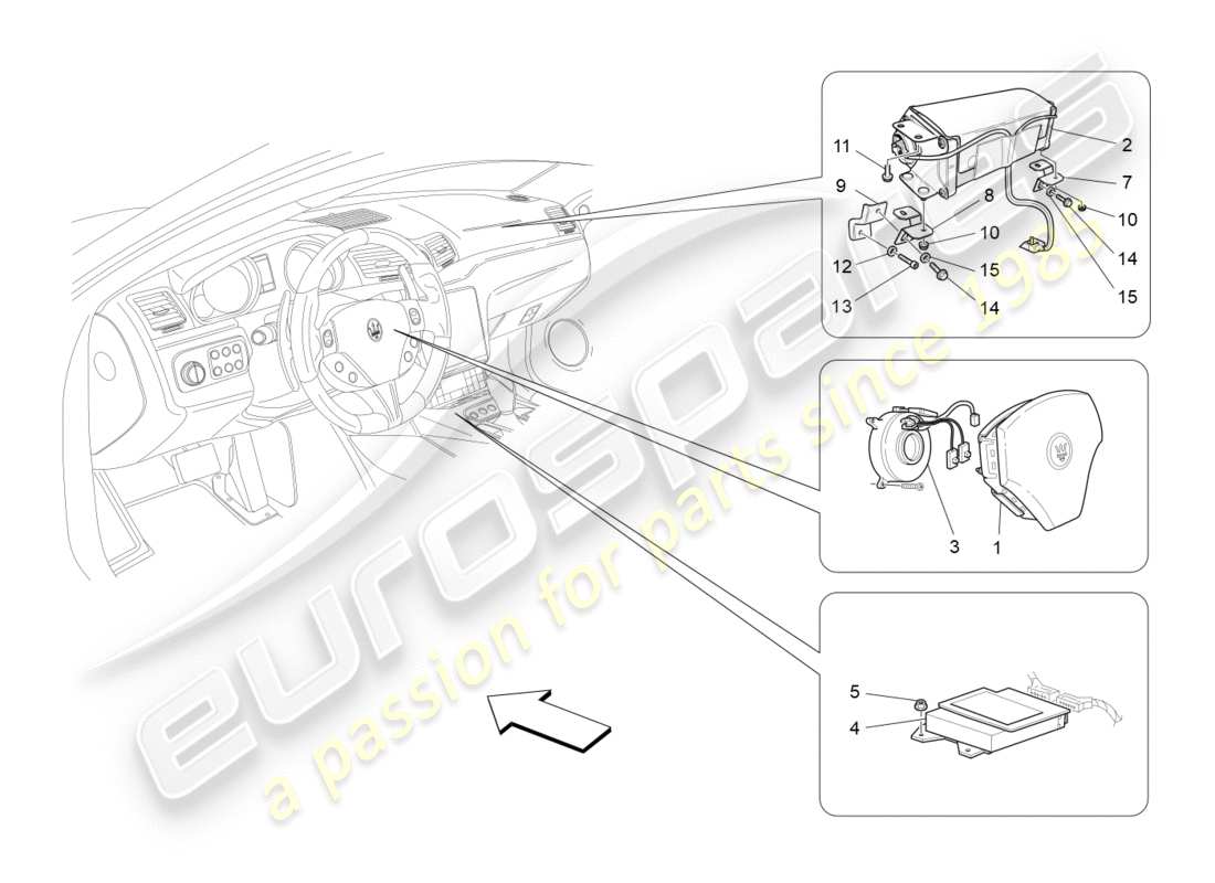 maserati granturismo s (2020) front airbag system part diagram