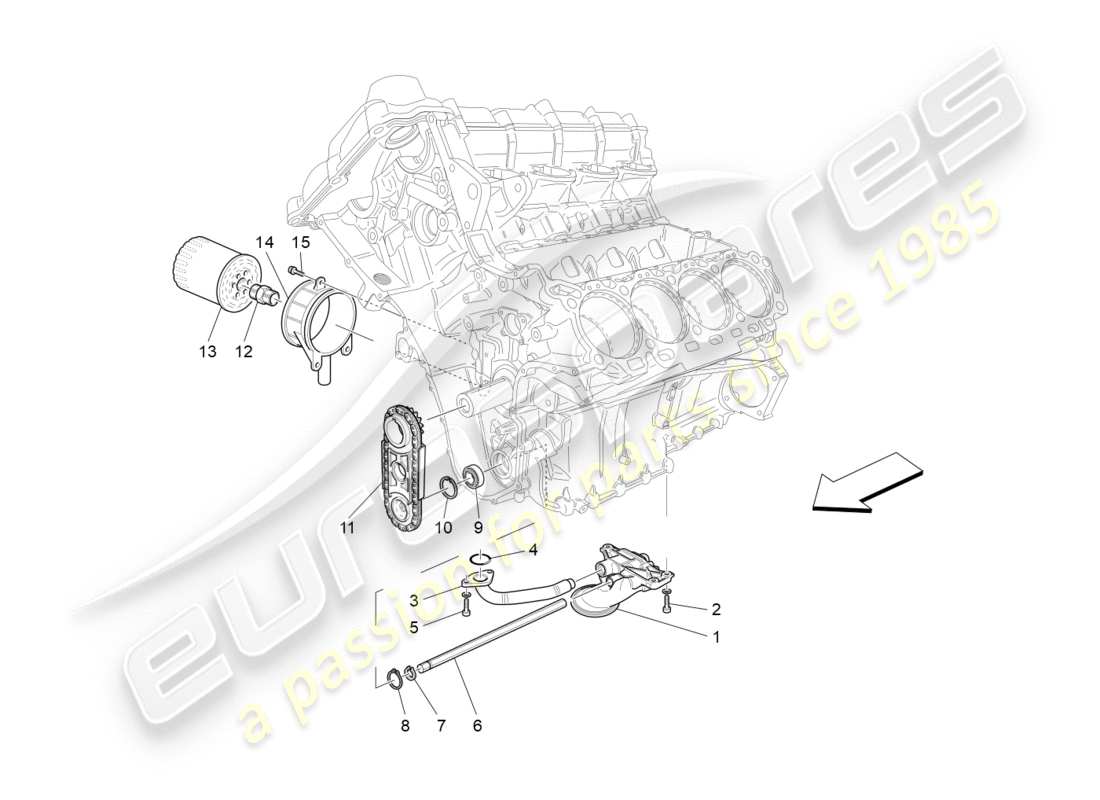 maserati granturismo (2016) lubrication system: pump and filter part diagram