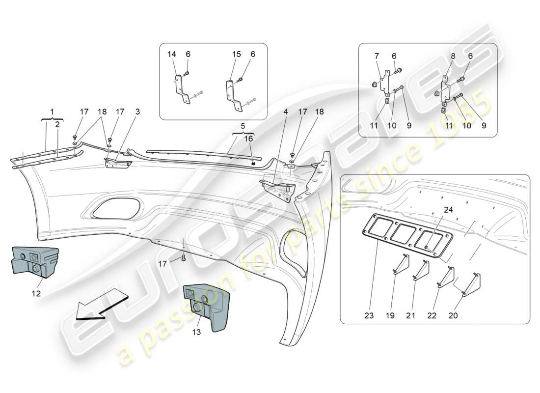 maserati granturismo s (2013) rear bumper part diagram