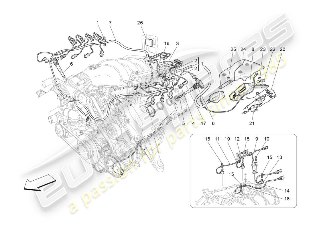 maserati granturismo s (2020) electronic control: injection and engine timing control part diagram