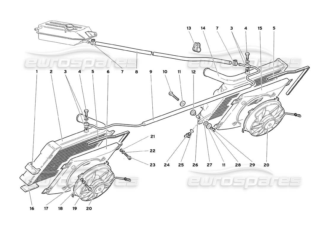 lamborghini diablo sv (1999) radiators and electro-fans parts diagram
