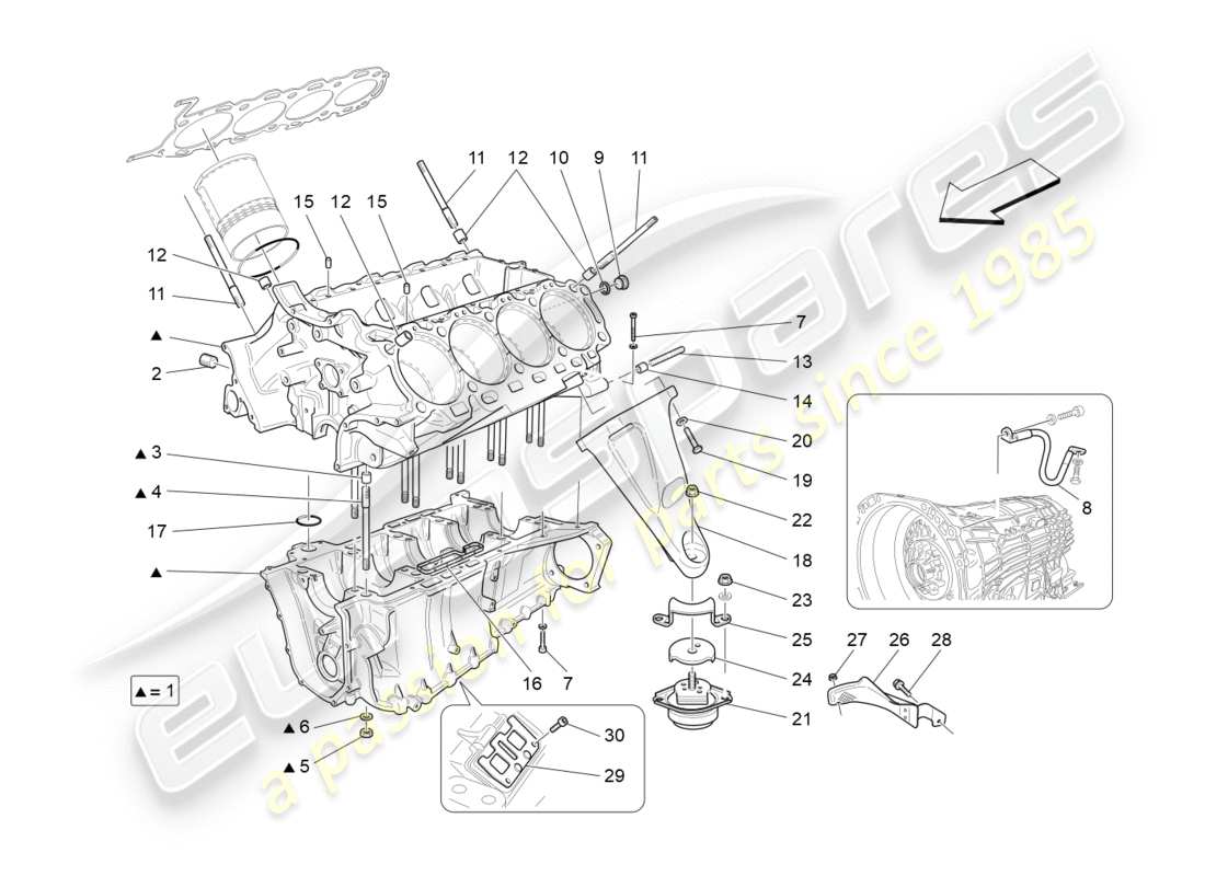 maserati granturismo s (2020) crankcase part diagram