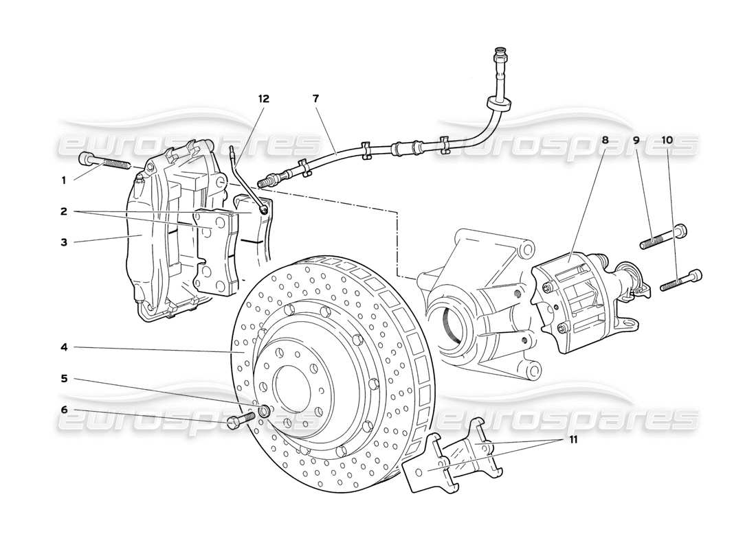lamborghini diablo sv (1999) rear brakes parts diagram