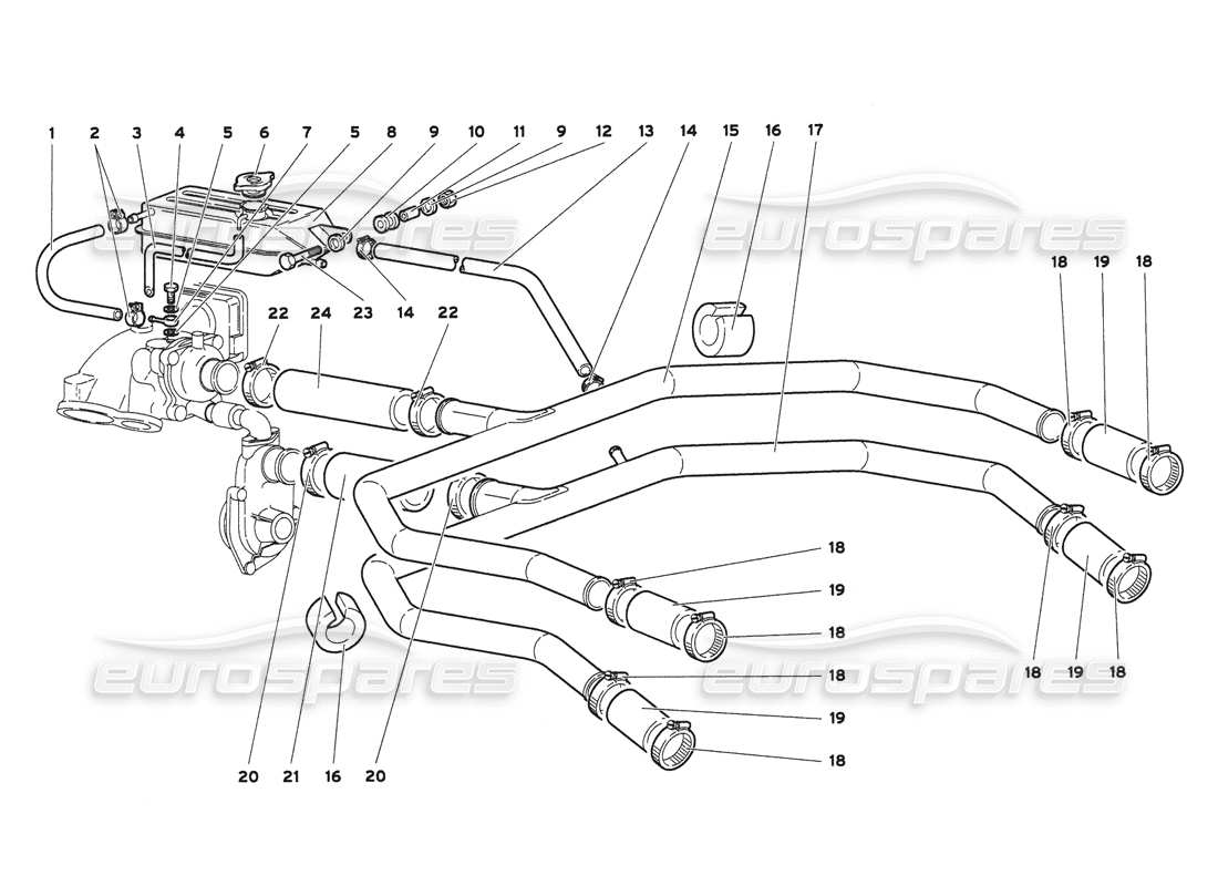 lamborghini diablo 6.0 (2001) water cooling system parts diagram