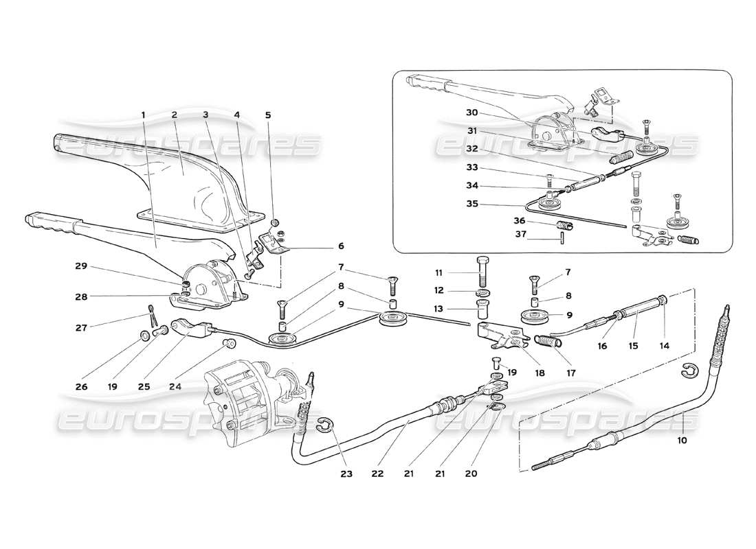 lamborghini diablo sv (1999) handbrake parts diagram