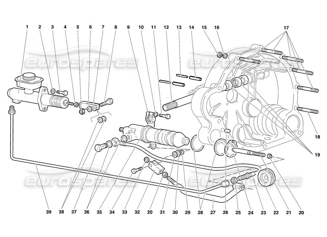 lamborghini diablo sv (1997) clutch control levers parts diagram