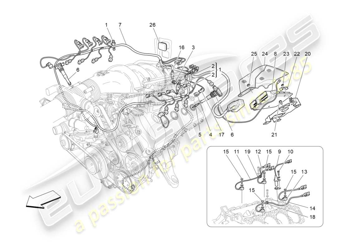 maserati granturismo s (2015) electronic control: injection and engine timing control part diagram