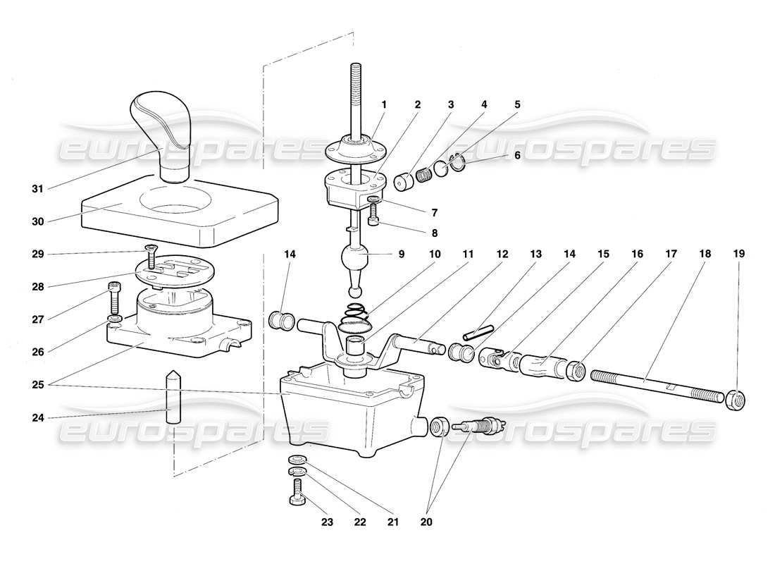 lamborghini diablo se30 (1995) gearbox control tower parts diagram