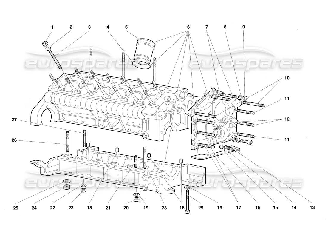 lamborghini diablo sv (1997) crankcase and lower mounting parts diagram