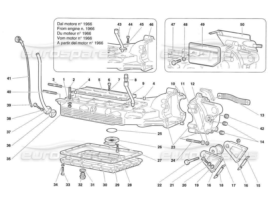 lamborghini diablo roadster (1998) oil sump parts diagram