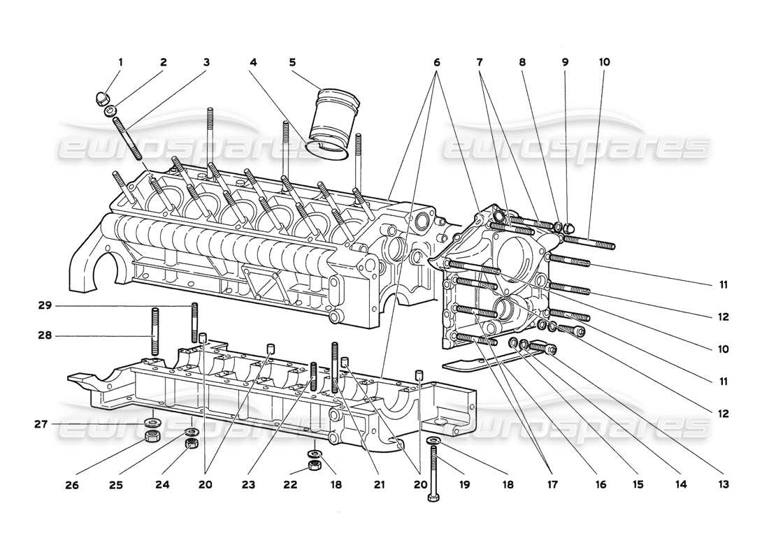 lamborghini diablo 6.0 (2001) crankcase and lower mounting parts diagram