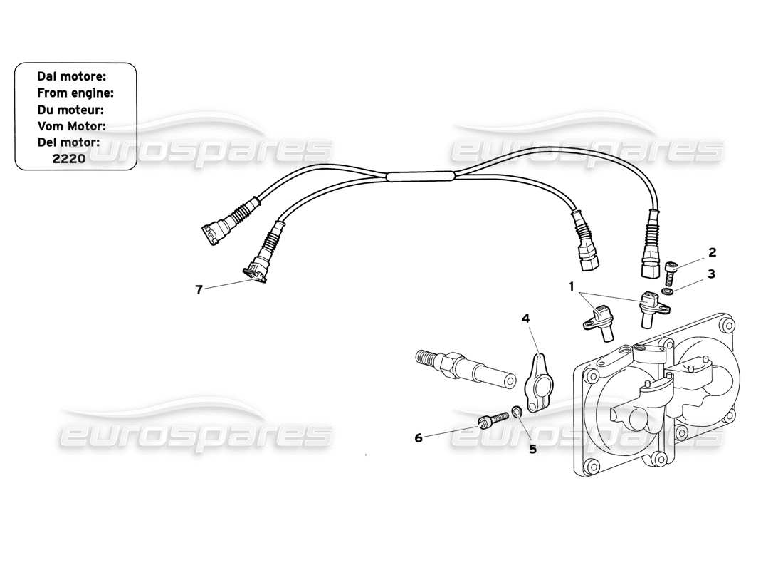 lamborghini diablo sv (1999) phase sensors (fron engine 2220) parts diagram