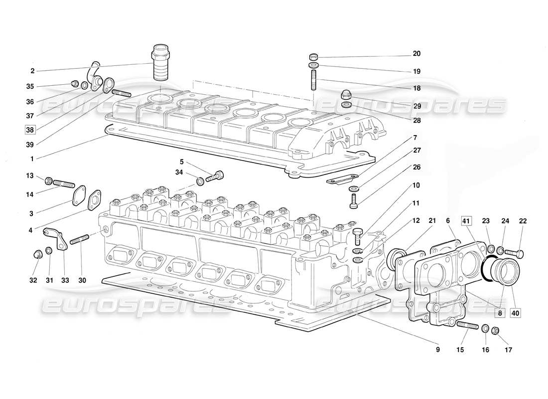 lamborghini diablo (1991) accessories for right cylinder head (valid for june 1992 version) parts diagram