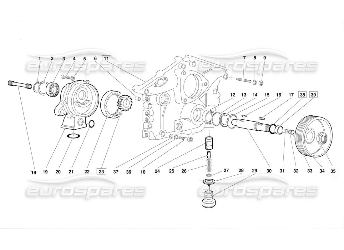 lamborghini diablo (1991) engine oil pump (valid for june 1992 version) parts diagram