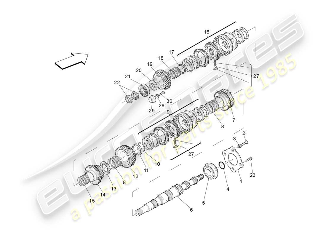 maserati granturismo s (2015) main shaft gears part diagram