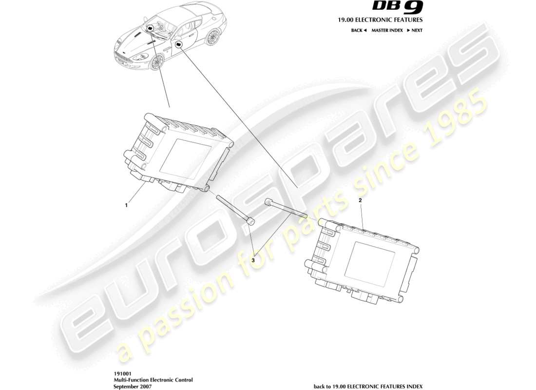 aston martin db9 (2004) multi-function control part diagram