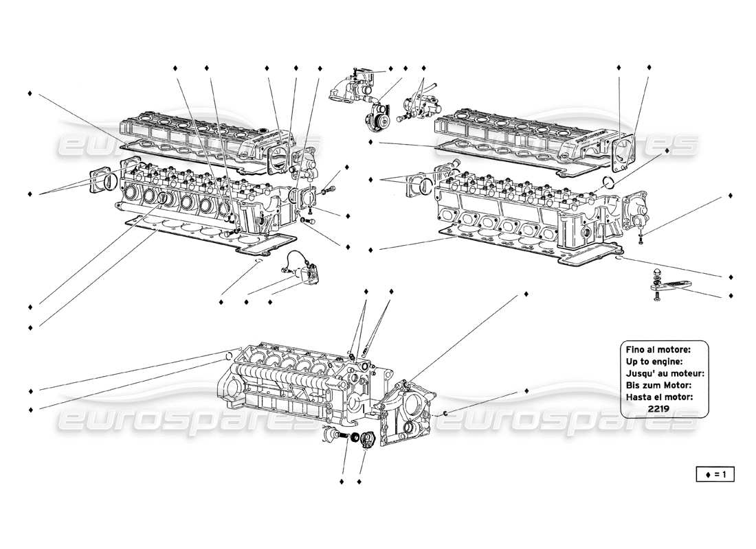 lamborghini diablo sv (1999) cover gasket kit parts diagram