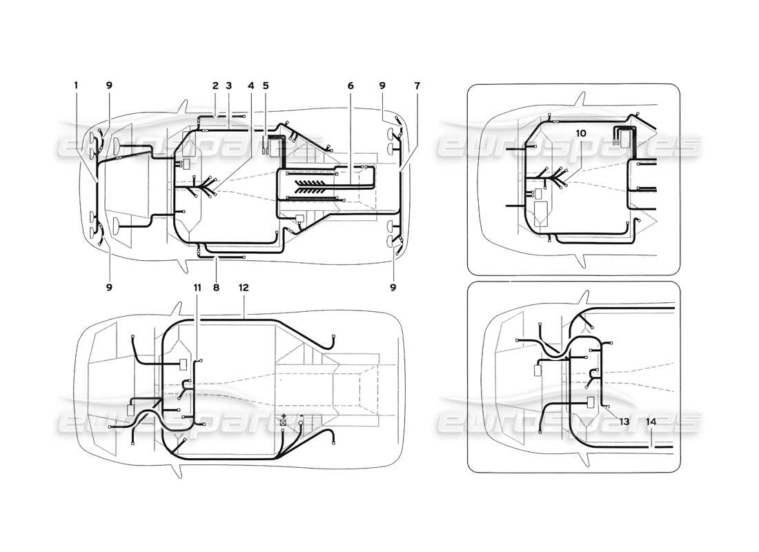 lamborghini diablo sv (1999) electrical system parts diagram