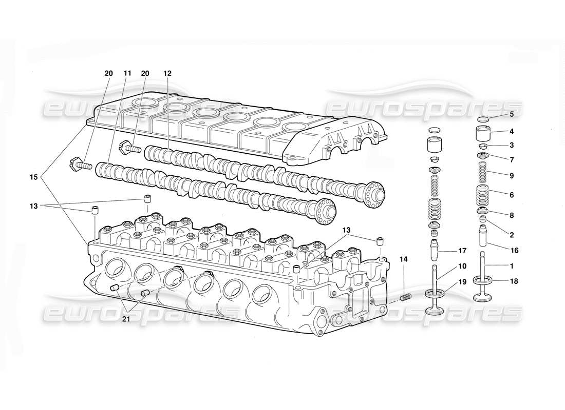 lamborghini diablo (1991) cylinder head, left parts diagram