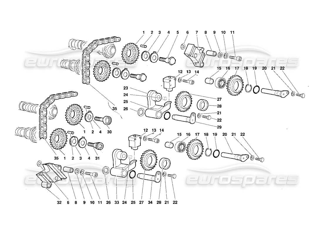 lamborghini diablo (1991) timing system parts diagram