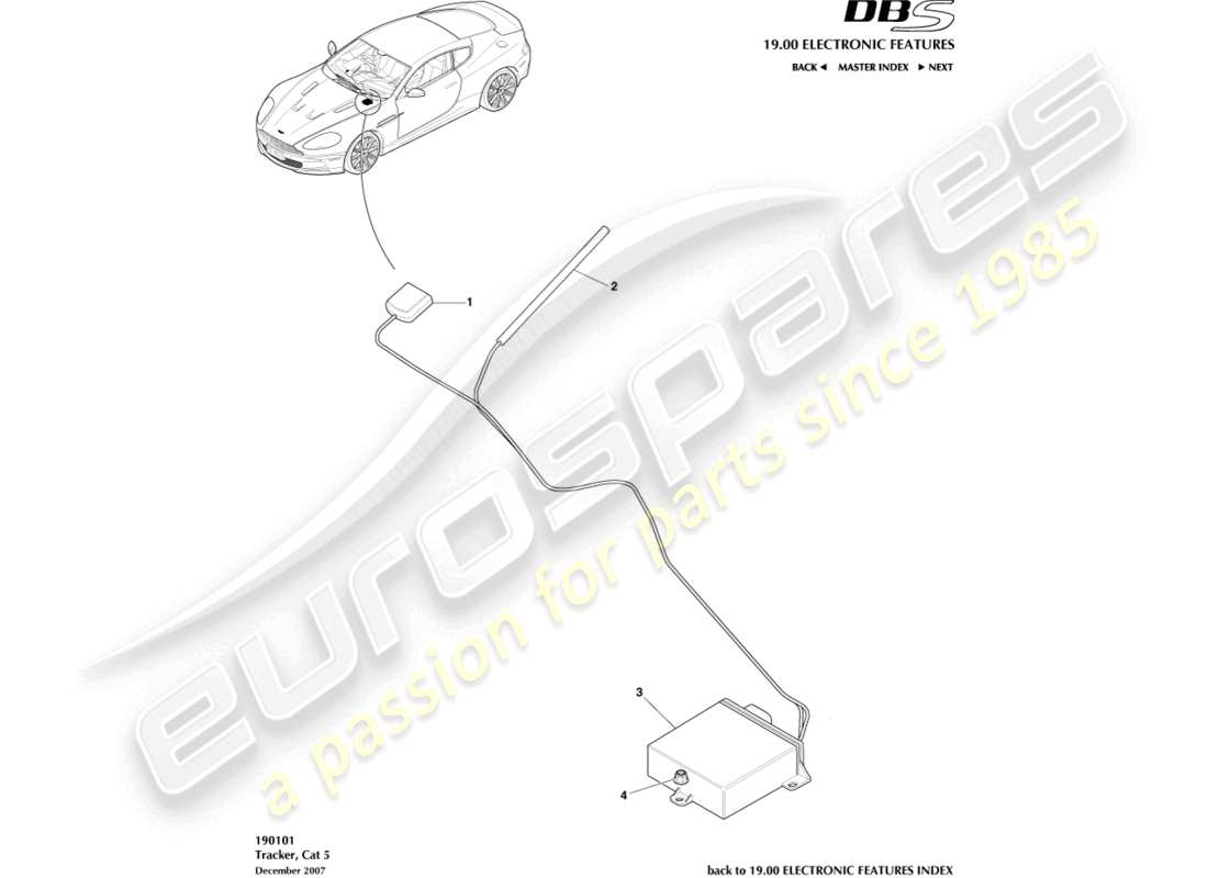 aston martin dbs (2010) tracker part diagram