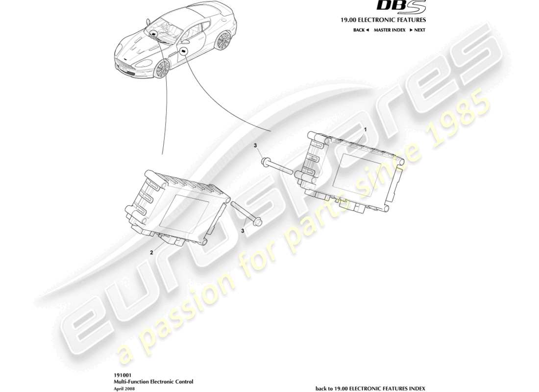 aston martin dbs (2010) multi-function control part diagram