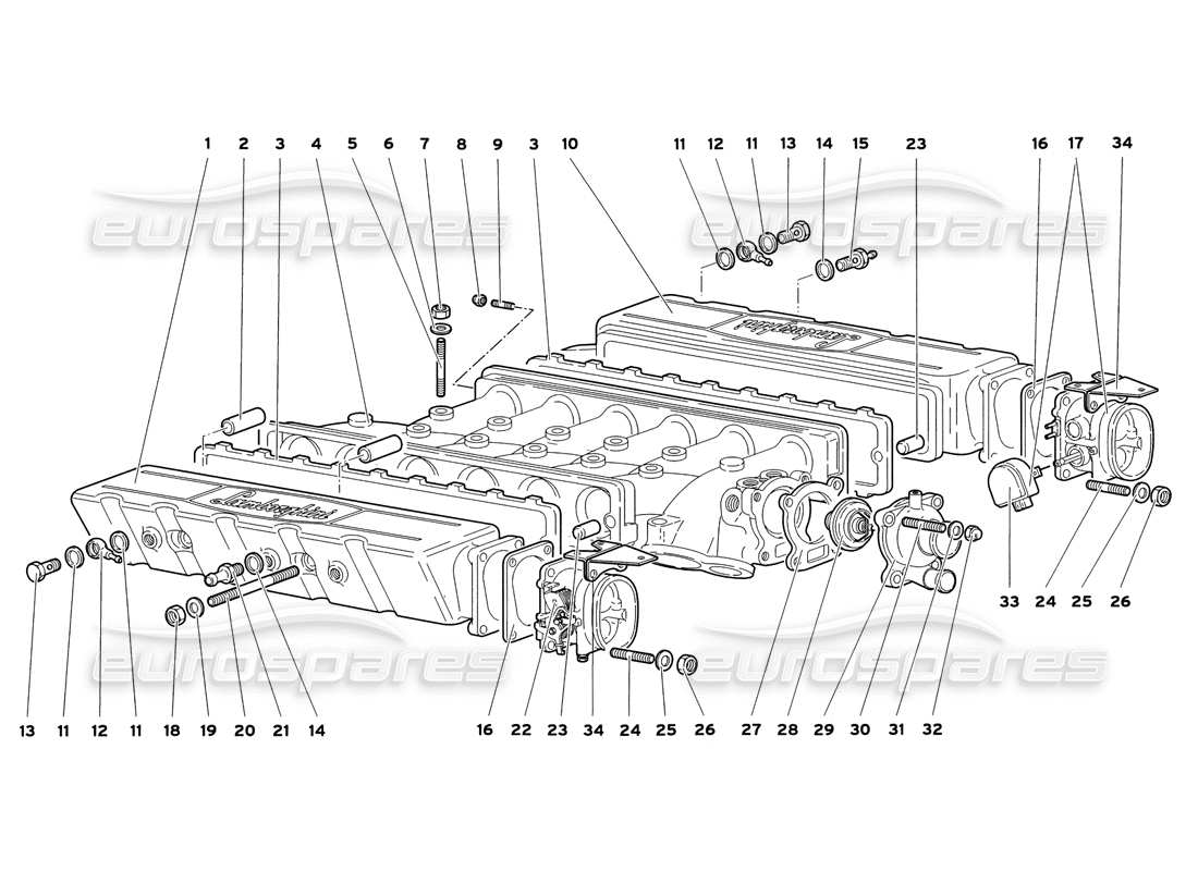 lamborghini diablo sv (1999) intake manifold parts diagram