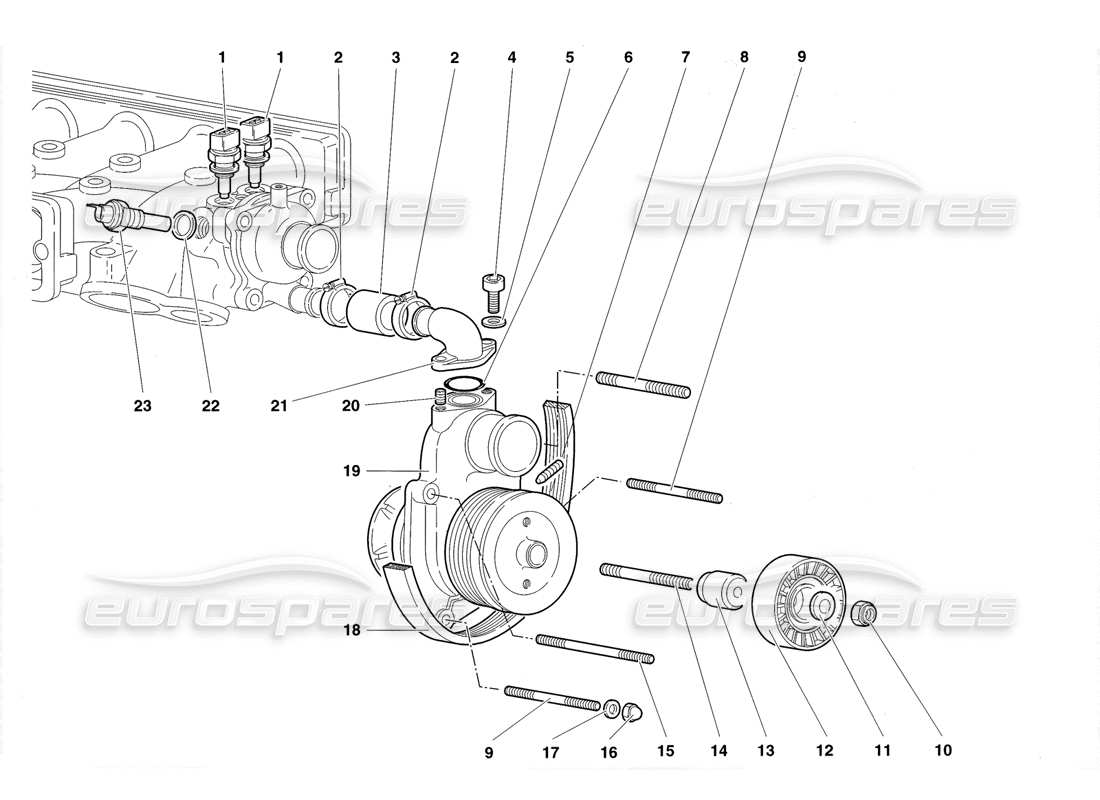 lamborghini diablo roadster (1998) water pump part diagram