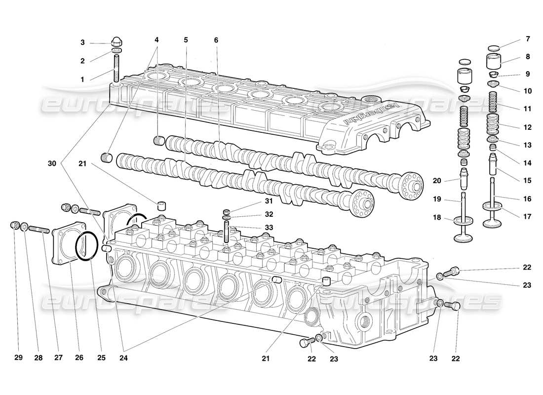 lamborghini diablo sv (1997) left cylinder head parts diagram