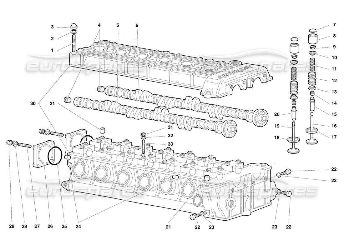 lamborghini diablo sv (1997) left cylinder head parts diagram
